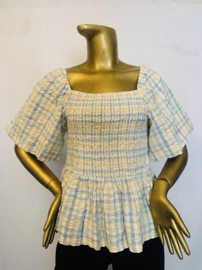 IMG_4232 Off Shoulder Blue Stripe Top - Image 1