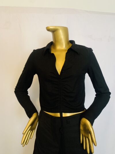 IMG_4445 Black Stretchy Crop Top - Image 1