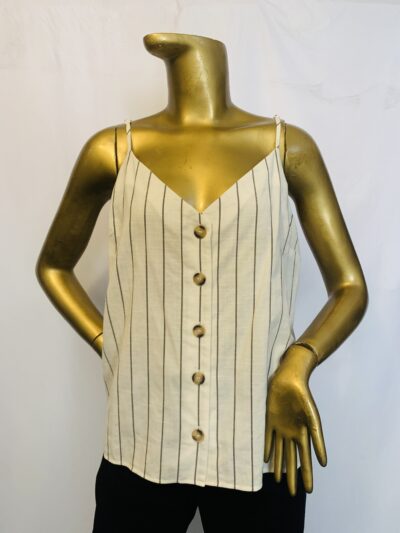 White Stripe Sleeveless Top - Image 1