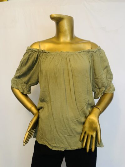 IMG_5220 Army Green Off Shoulder Top - Image 1