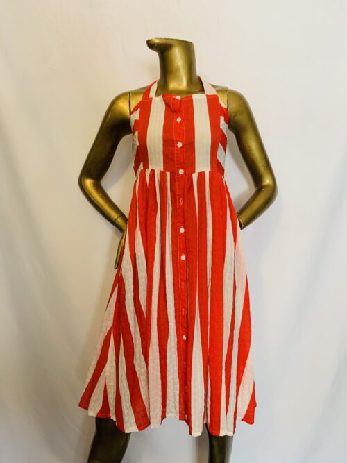 Orange / White  Sleeveless Flat Dress {Size | 12}