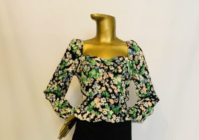 IMG_0317 Green Colored Floral Top { Size | 12 } - Image 1