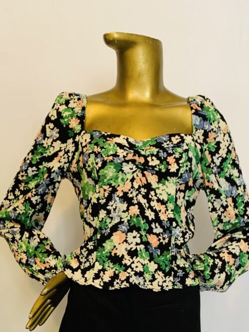 Green Colored Floral Top { Size | 12 }