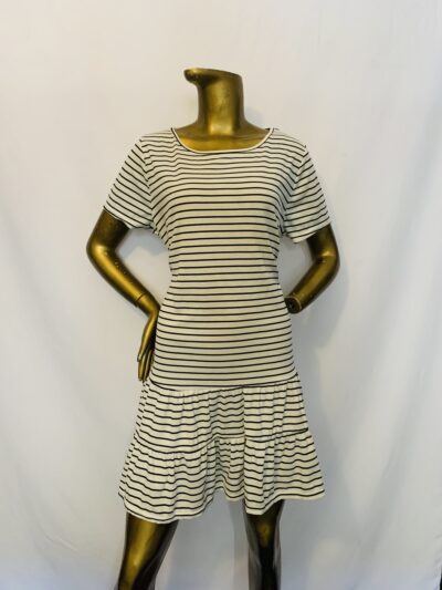 White / Black Color Stripe Dress | Declutter Dress { Size | 18 } - Image 1