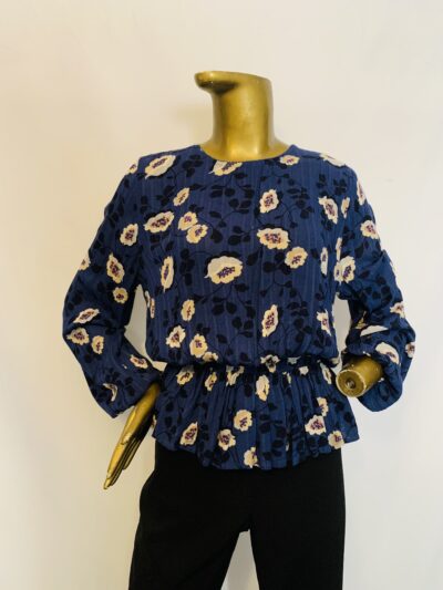 Blue Colored Floral Top { Size | 12 } - Image 1