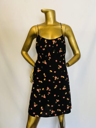 Black Sleeveless Floral Dress {Size | 12} - Image 1