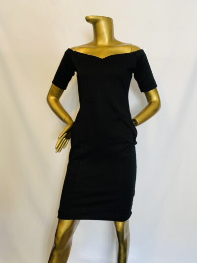 Black Off Shoulder Stretchy Dress {Size | 12} - Image 1