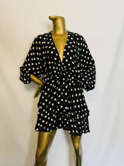 IMG_7605 Black / White Pocker Dot wrap Dress {Size | 12} - Image 1