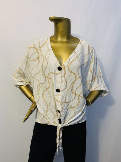 White / Gold Buttons Down Top {Size | 12} - Image 1