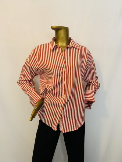 Red / White Stripe Shirt {Size | 10} - Image 1