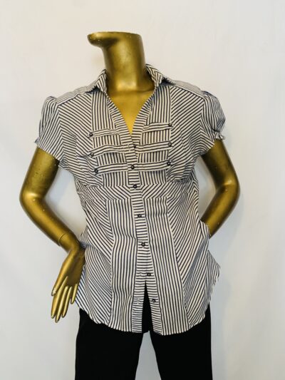 Black / White Stripe Shirt {Size | 12} - Image 1